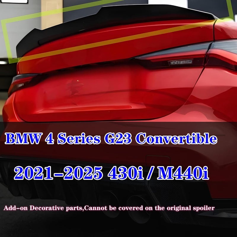 NeespoC Rear Trunk Spoiler Wing ABS Fit for BMW 4 Series G23 Convertible 2021-2025 430i/ M440i PSM Style Decklid Lip Exterior Accessories(Glossy Black) - Image 3